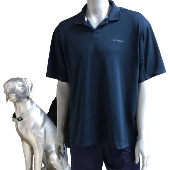Columbia Omni Shade Polo Short Sleeve Blue Shirt Men's Size Large - Picture 1 of 9